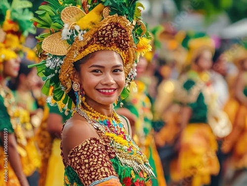 Vibrant Outdoor Cultural Festival with Colorful Indigenous Costumes and Headdresses photo