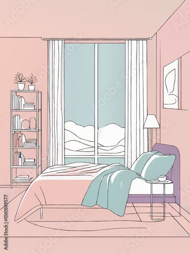 bedroom cartoon vector sketch