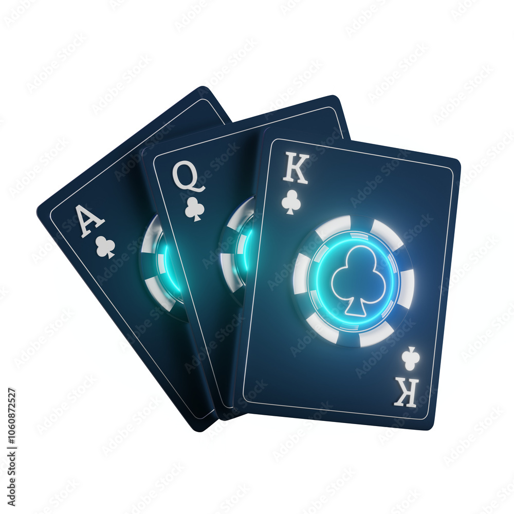Obraz premium 3d poker gambling featuring casino chips with clubs symbol on it