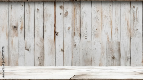 Seamless background, weathered wooden wall with peeling paint, showcasing a rustic texture photo