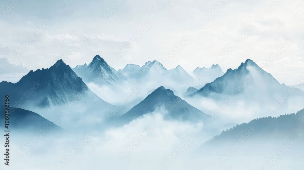 custom made wallpaper toronto digitalMisty Mountain Peaks Enveloped in Ethereal Beauty