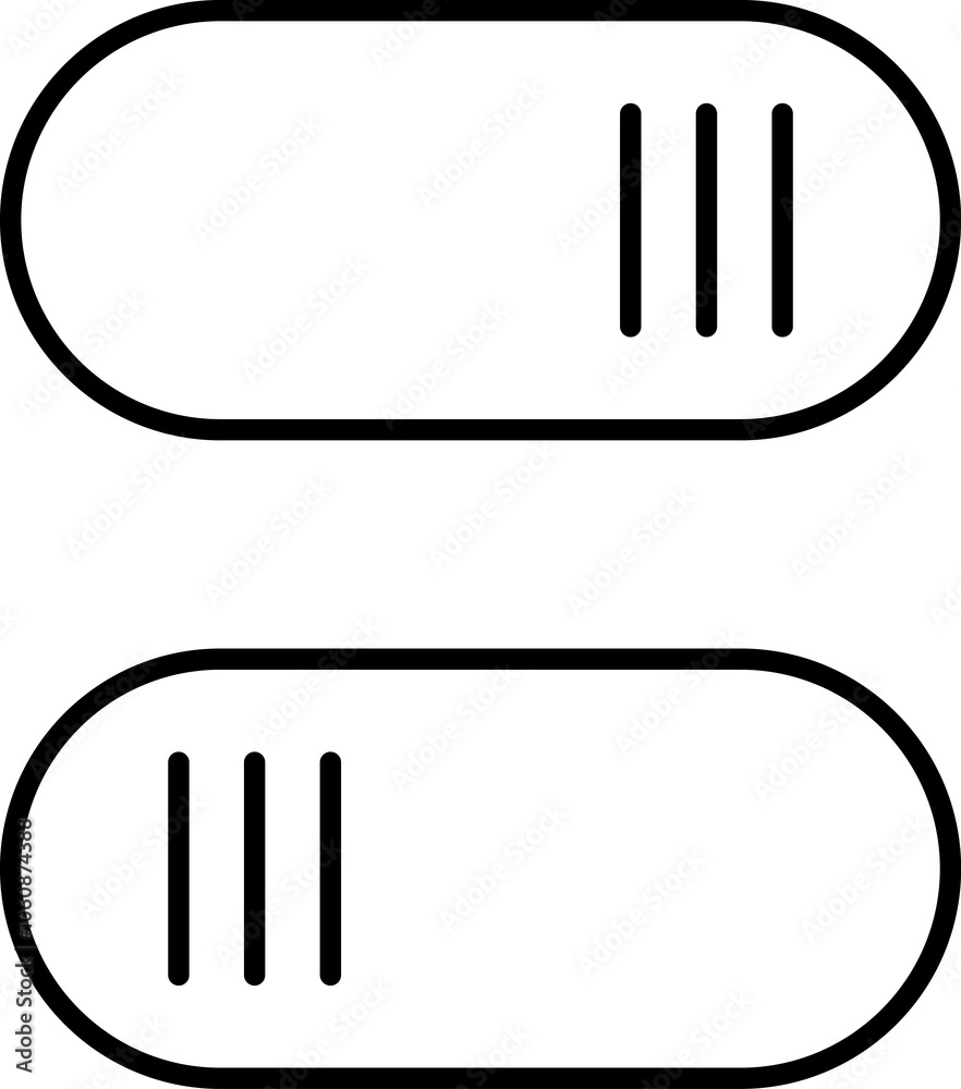 Set of toggle icons. Toggle switch line icon. Switch on and off slider. Switch Button Icon for Devices User Interface. Isolated Vector illustration.. Set of toggle icons. Toggle switch line icon. Switch on and off slider. Switch Button Icon for Devices User Interface. Isolated Vector illustration..