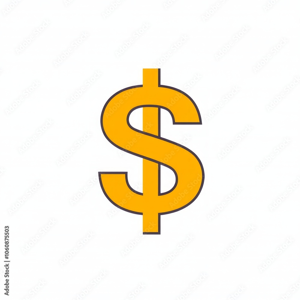 A yellow dollar sign on a white background. A yellow dollar sign on a white background.