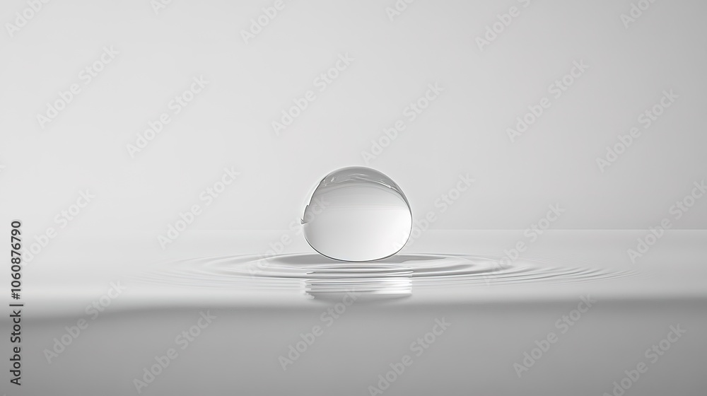 A macro shot of a large water drop on a clean white surface, with details of the surface tension and clarity of the water highlighted against the minimalistic background A macro shot of a large water drop on a clean white surface, with details of the surface tension and clarity of the water highlighted against the minimalistic background