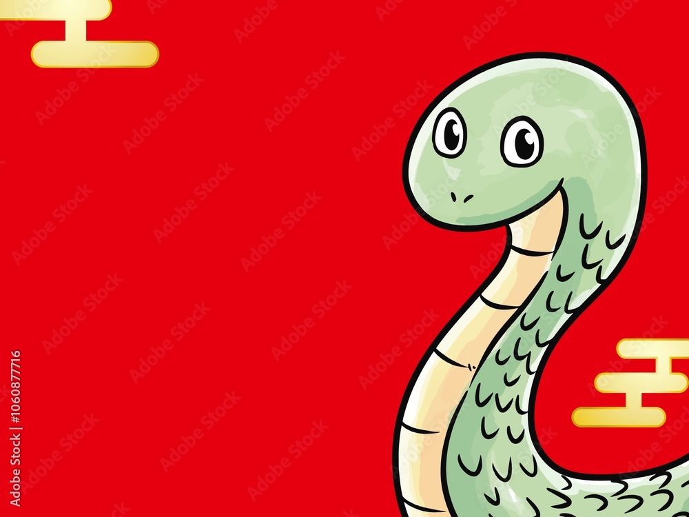 Fototapeta premium 巳年 蛇の年賀状 