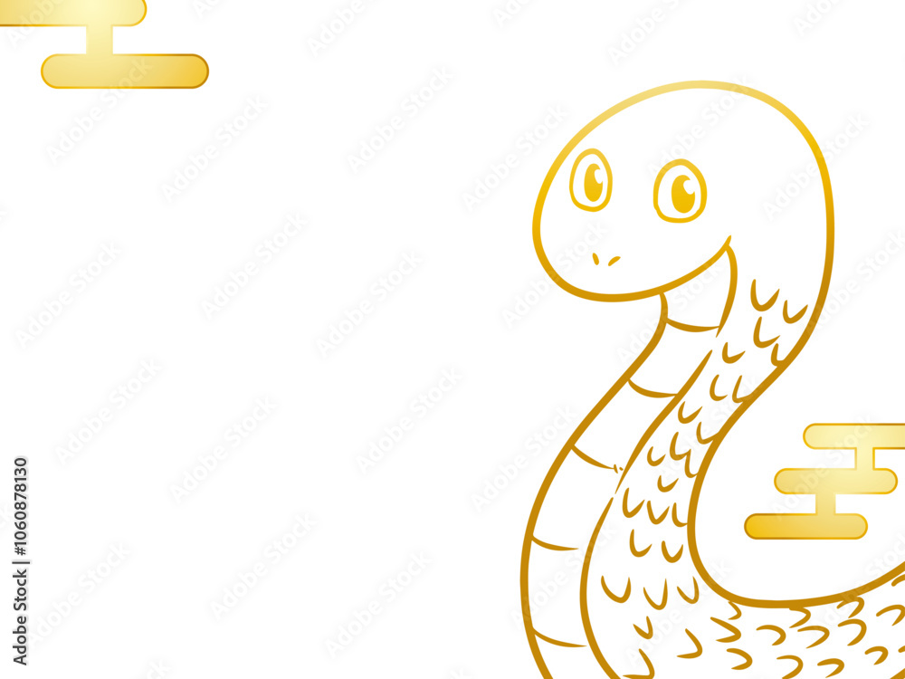 Fototapeta premium 巳年 蛇の年賀状 