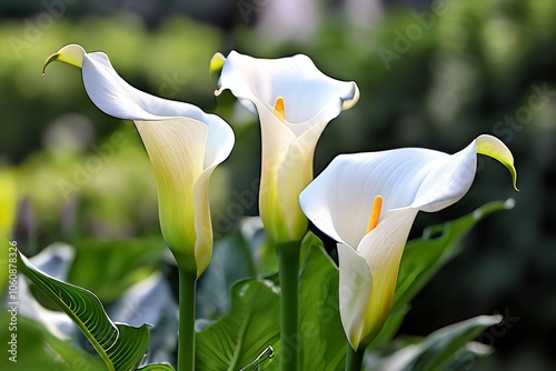 calla lily elegant trumpet shaped blooms in white or colored var photo