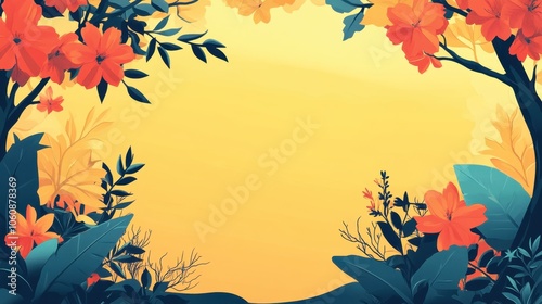 Vibrant Autumn Foliage Nature Background with Silhouettes