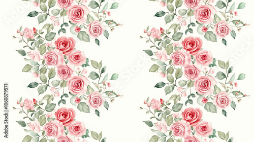 Wallpaper Mural Seamless watercolor pattern of wildflower rose frames ideal for backgrounds and decorative borders Torontodigital.ca