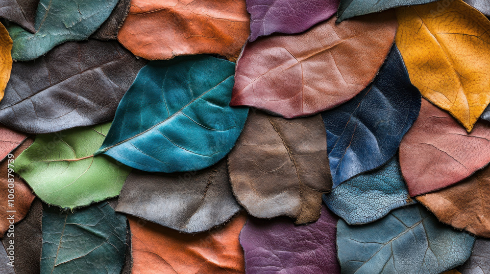 Seamless background, leather scraps, showcasing various textures and hues Seamless background, leather scraps, showcasing various textures and hues