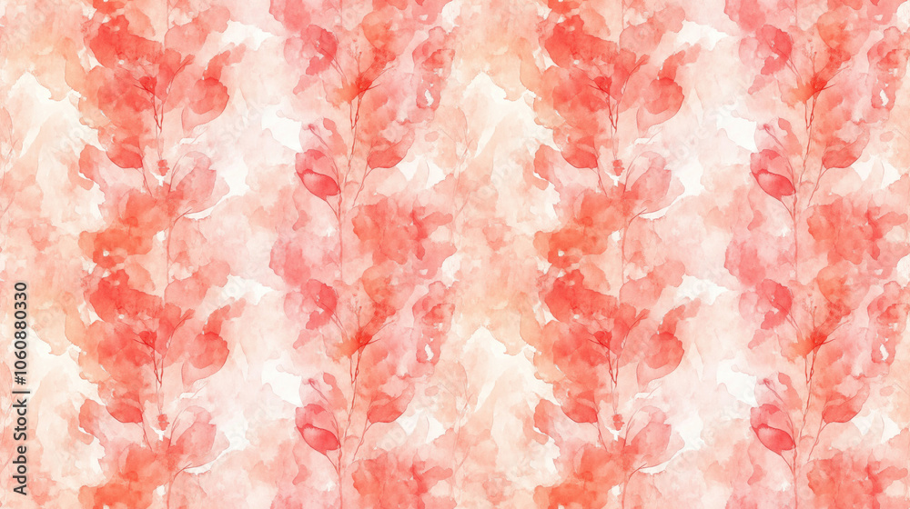 Fototapeta premium Seamless watercolor pattern featuring soft pink and peach tones with an elegant ivory design ideal for fabric and wallpaper applications