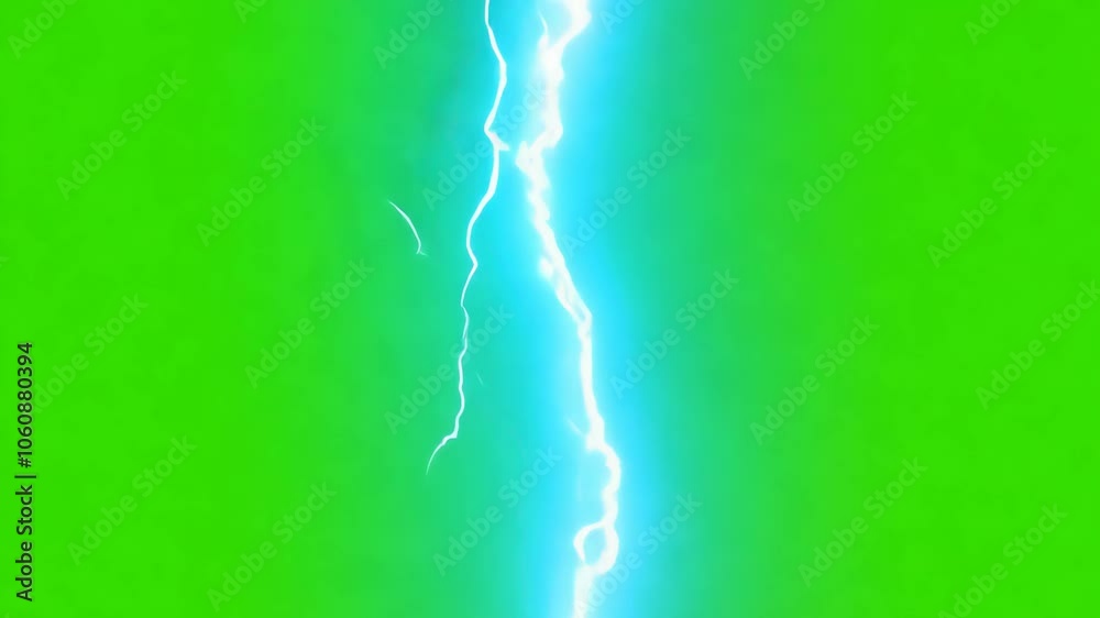 Bright lightning flashes on a vibrant green background, creating an effect of nature's force and energy, World Meteorological Day