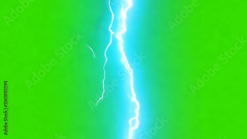 Bright lightning flashes on a vibrant green background, creating an effect of nature's force and energy, World Meteorological Day