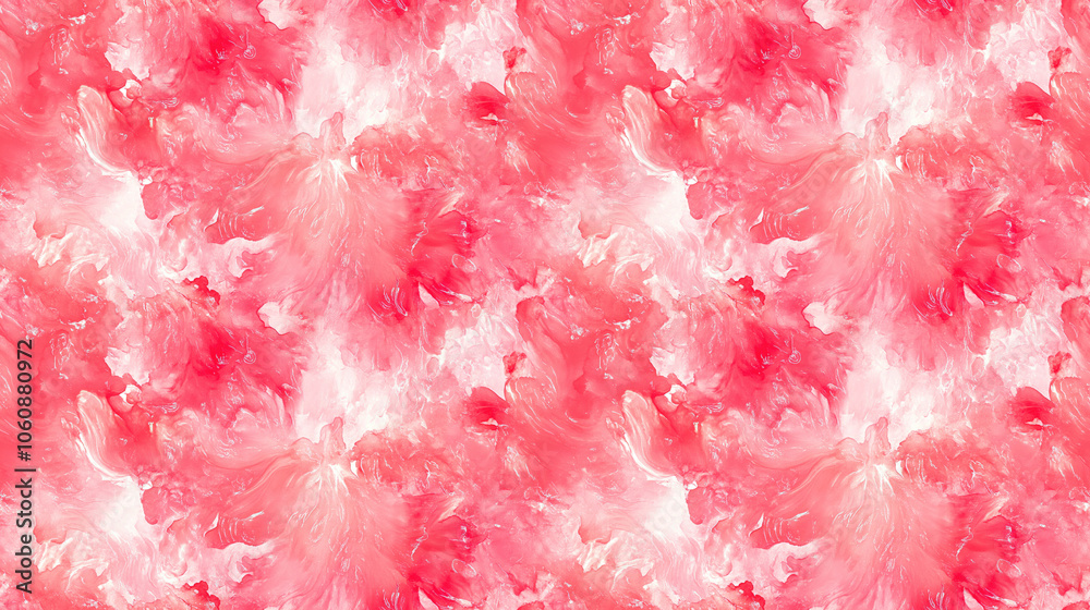 Fototapeta premium Coral watermelon jelly seamless pattern featuring artistic tie dyed designs perfect for summer themed fashion projects