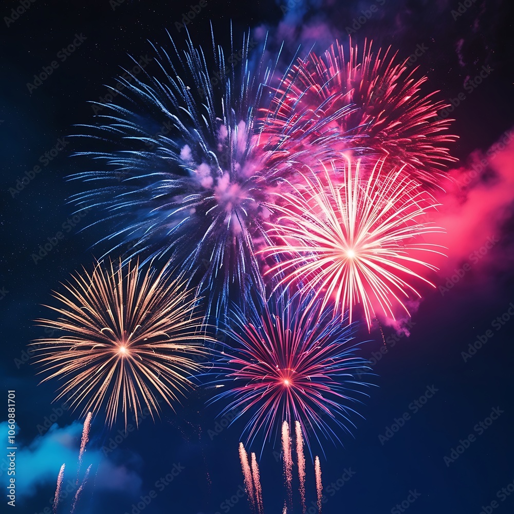Fireworks in the night sky with a dark background Fireworks in the night sky with a dark background