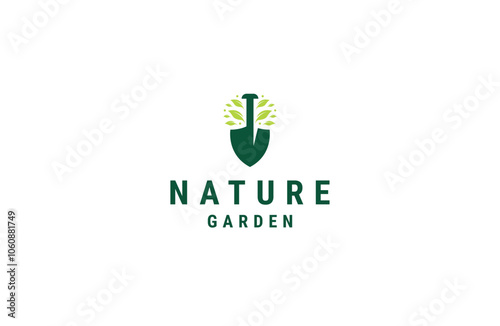 Nature leaf green shovel logo icon design template flat vector