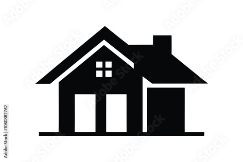 Simple house icon silhouette black vector art illustration.