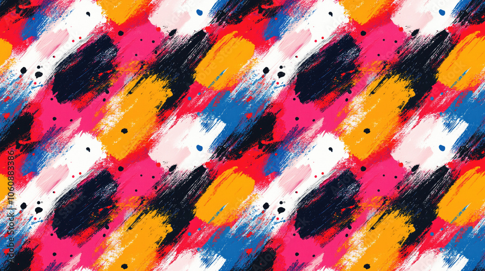 Fototapeta premium Vibrant seamless pattern featuring colorful paint textures ideal for artistic backgrounds and creative projects