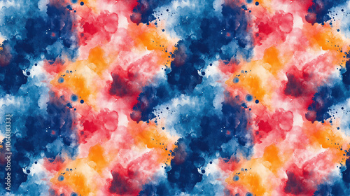 Watercolor texture seamless pattern showcasing vibrant stains ideal for textile design and artistic projects