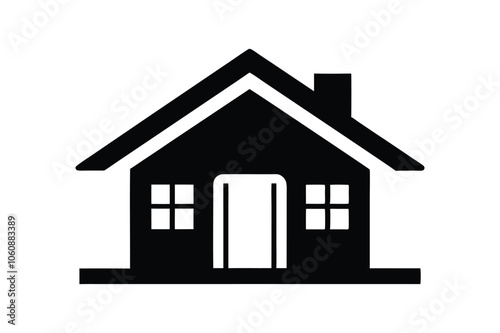 Simple house icon silhouette black vector art illustration.