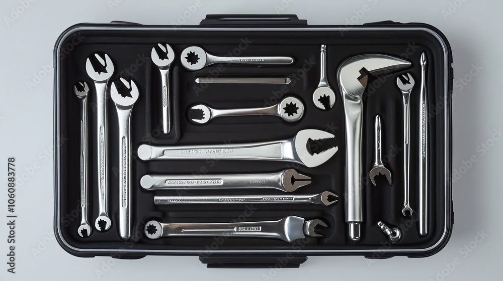 Fototapeta premium Assorted Repair Tools in Case on White Background – Comprehensive Set of Construction and Maintenance Essentials