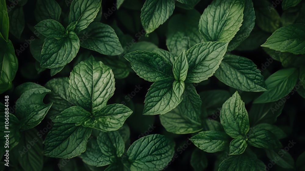 Intense Green: A Macro View of Vibrant Mint Leaves, Lush and Alive, Nature's Serenity. Intense Green: A Macro View of Vibrant Mint Leaves, Lush and Alive, Nature's Serenity.