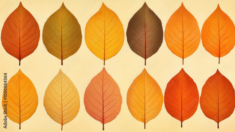 Fototapeta premium A captivating display of autumn leaves showcasing various shades of orange and yellow. Perfect for seasonal themes and nature projects.