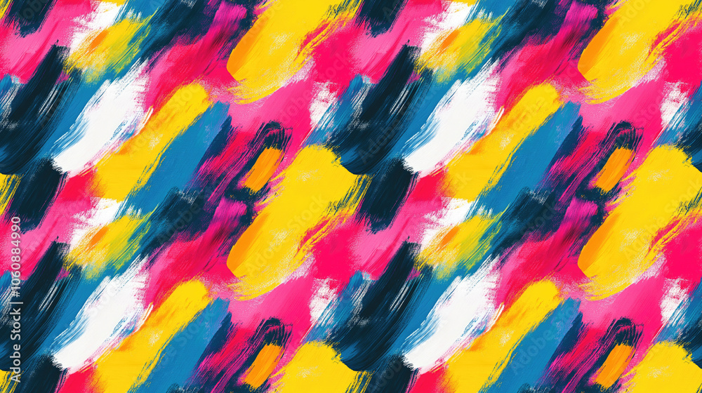 Obraz premium Brushed painted abstract background with vibrant strokes in a seamless pattern perfect for textiles and wallpapers