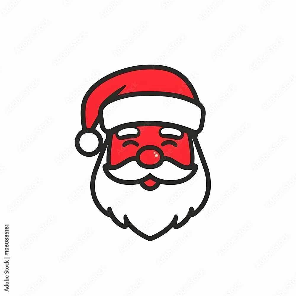 A cheerful Santa Claus face with a red hat and white beard, symbolizing Christmas joy. A cheerful Santa Claus face with a red hat and white beard, symbolizing Christmas joy.