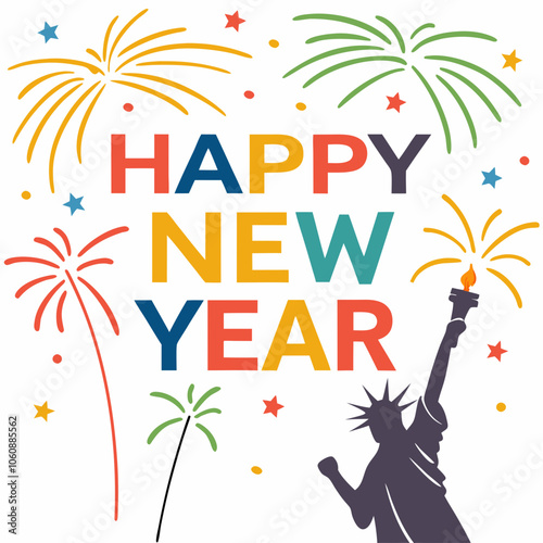  A design with fireworks forming happy new year vector illustration