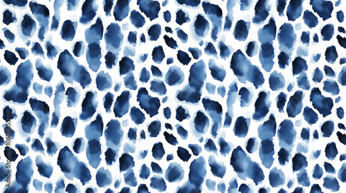 Trendy indigo watercolor cheetah skin pattern seamless animal design print for fashion and interior decor