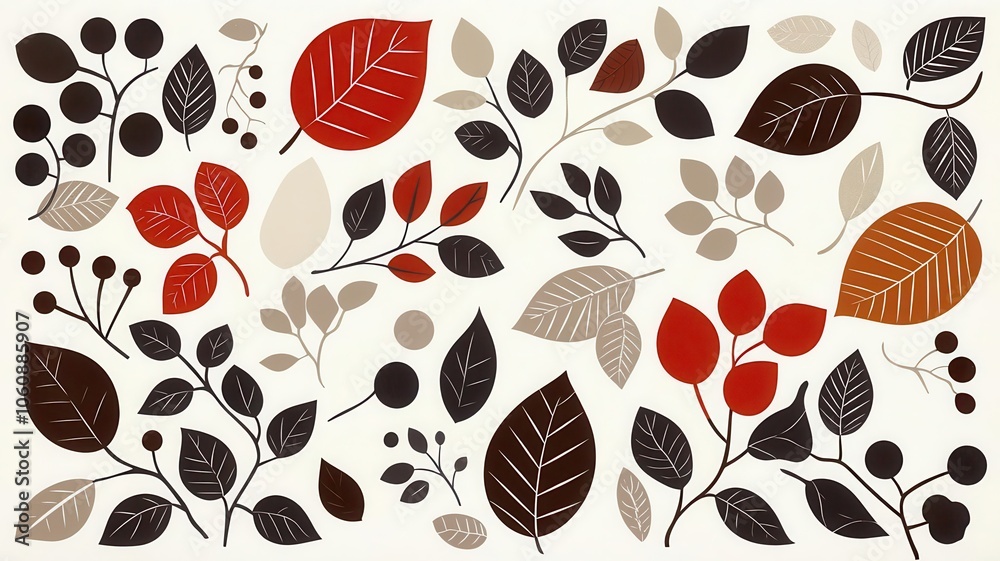 Colorful autumn leaves and branches create a harmonious pattern, showcasing the beauty of nature in warm tones. Colorful autumn leaves and branches create a harmonious pattern, showcasing the beauty of nature in warm tones.