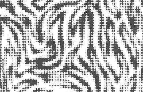 Zebra dot stylish texture. Digital stripe skin, halftone pattern, animal print. Black and white seamless background. Vector