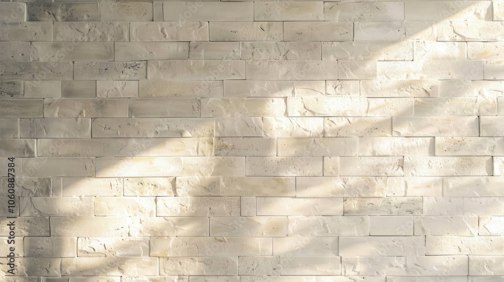 Photograph of a vertically divided light-colored brick wall in interior design Photograph of a vertically divided light-colored brick wall in interior design