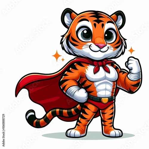  Cartoon cute tiger superhero 