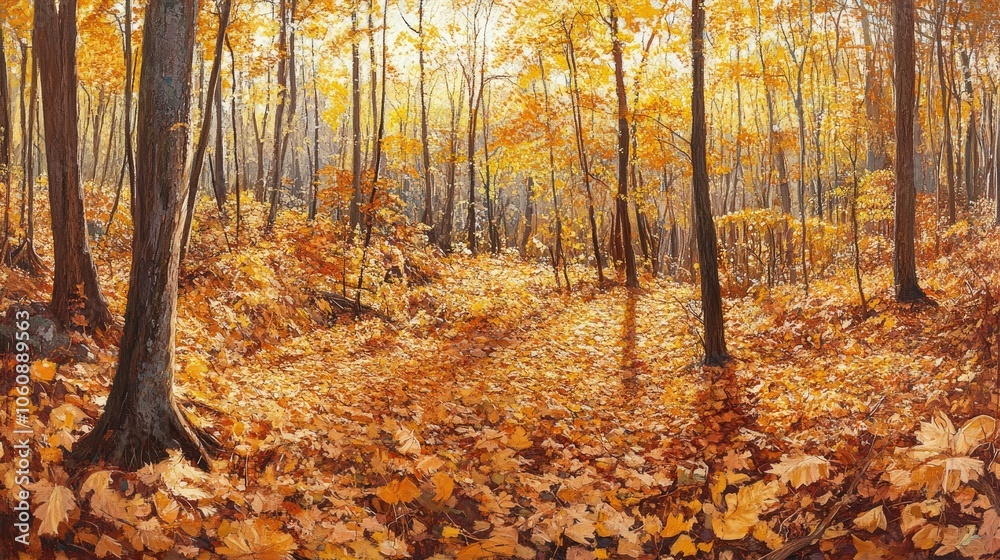 Fototapeta premium Autumn Forest Panorama with Breathtaking Colors