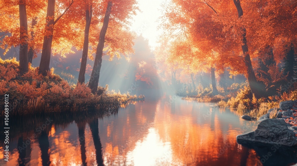 Captivating Landscape of a Small River in Autumn Captivating Landscape of a Small River in Autumn