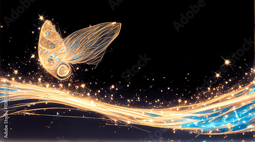 Abstract butterfly light is flying in the sky, butterfly light
