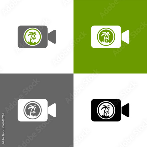 camera vidio pohon palm logo