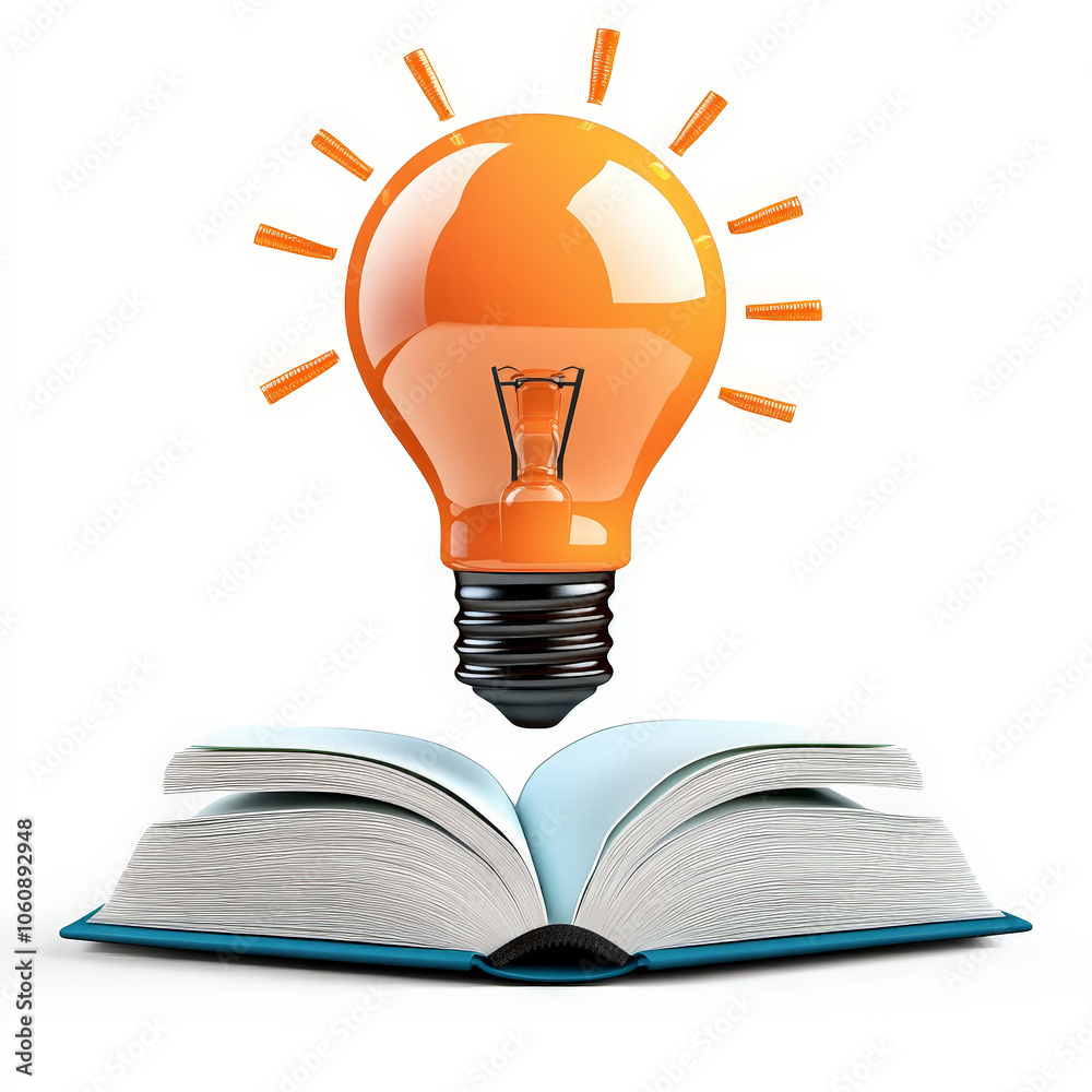 Lightbulb Concept Above Open Book Illustration Lightbulb Concept Above Open Book Illustration