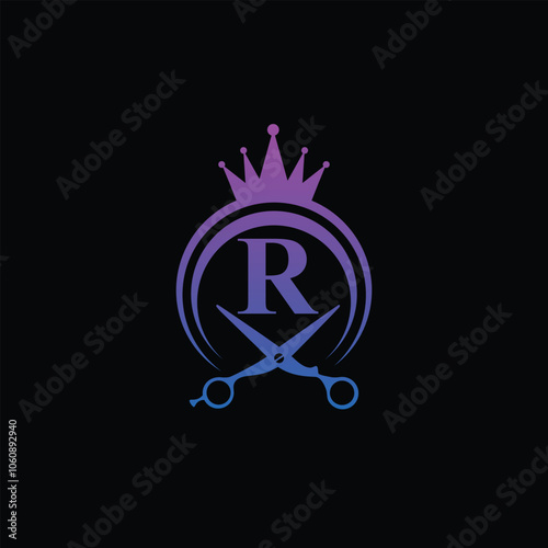 Royal Barber Shop Logo With Letter R