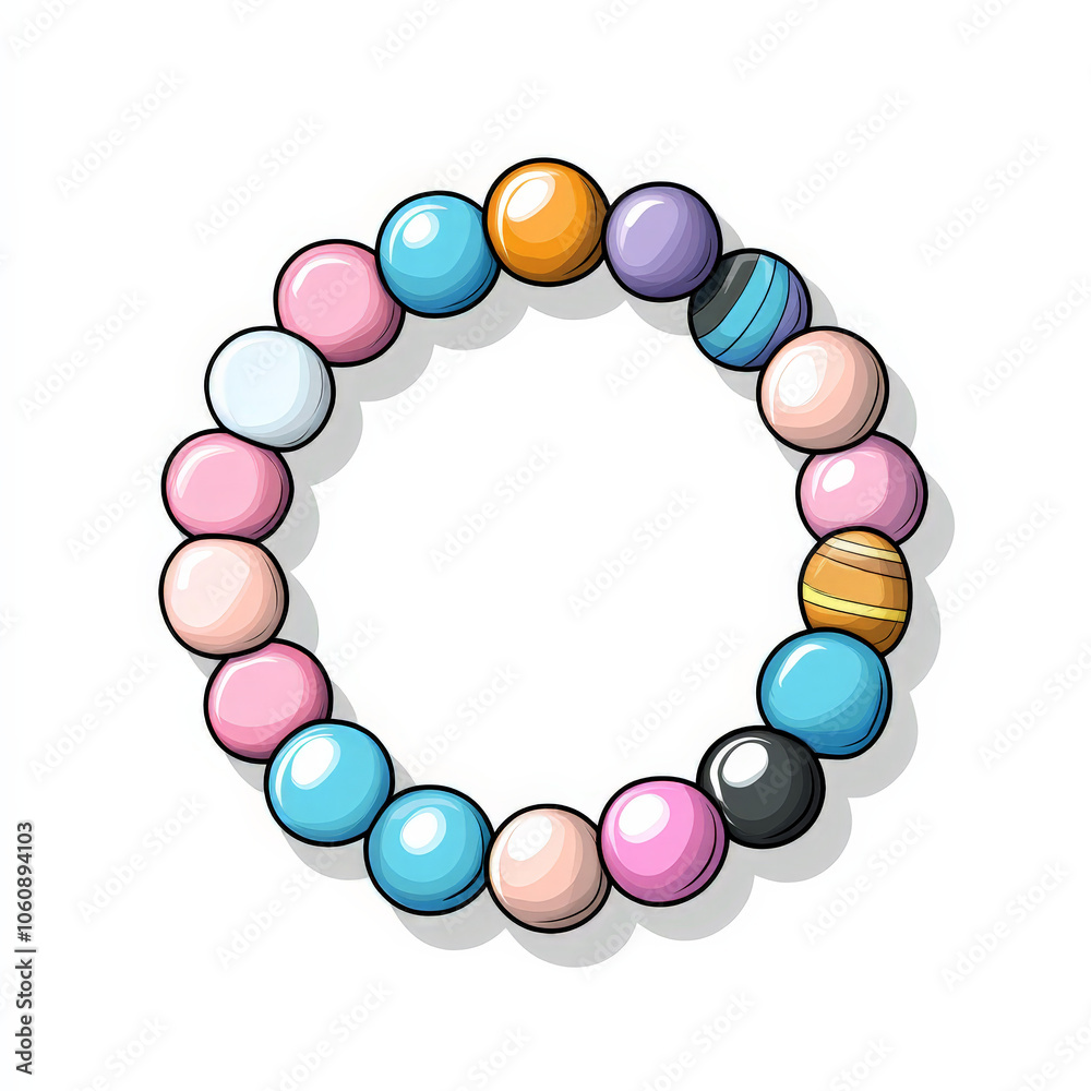 Handmade 2D Cartoon Illustration of a Colorful Bracelet Handmade 2D Cartoon Illustration of a Colorful Bracelet