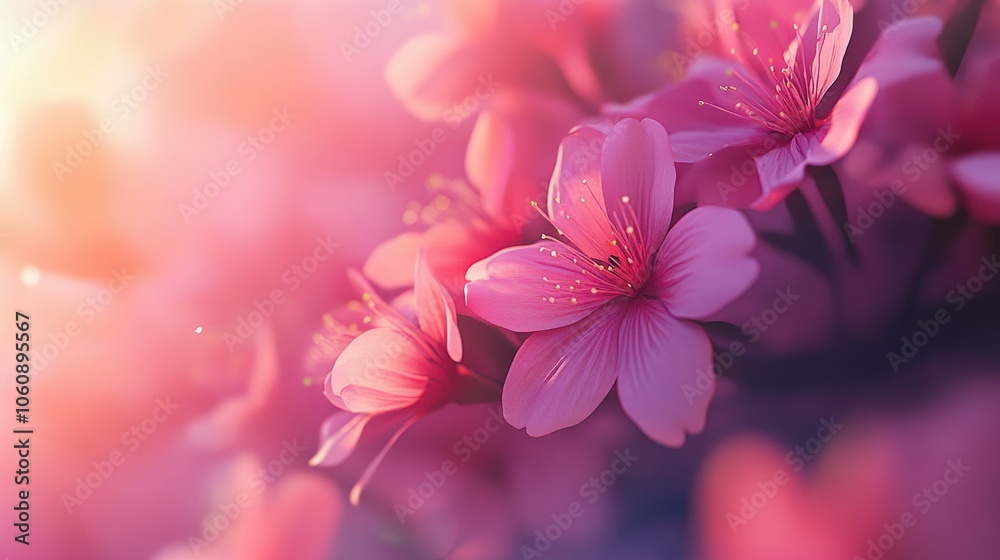 Vibrant Close-Up of Pink Sakura Flowers Vibrant Close-Up of Pink Sakura Flowers