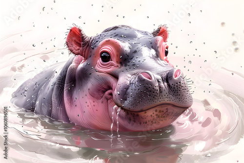 Hippo, white isolate background photo