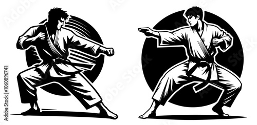 karate fighters in traditional poses