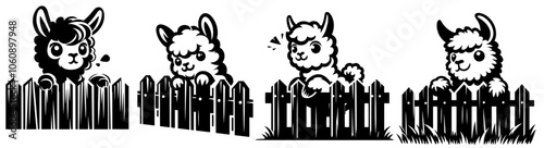 playful llama characters in various poses vector sketch
