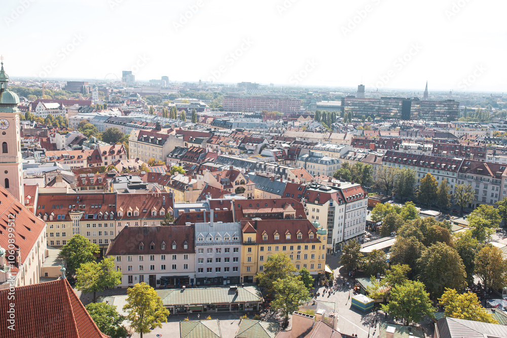 Munich city skyline view with historic and modern architecture Munich city skyline view with historic and modern architecture