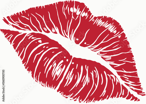 Bold Red Lipstick Kiss Mark Vector. Romantic Lip Print Illustration, Red lipstick mark kiss