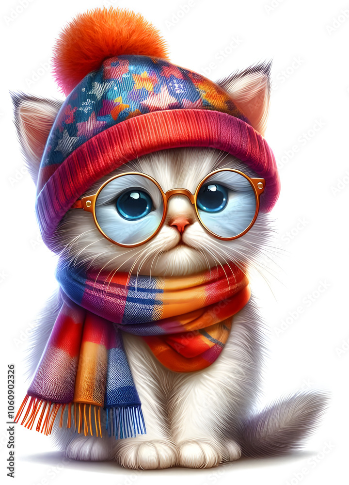 cute cartoon cat wearing sunglasses and a cap cute cartoon cat wearing sunglasses and a cap