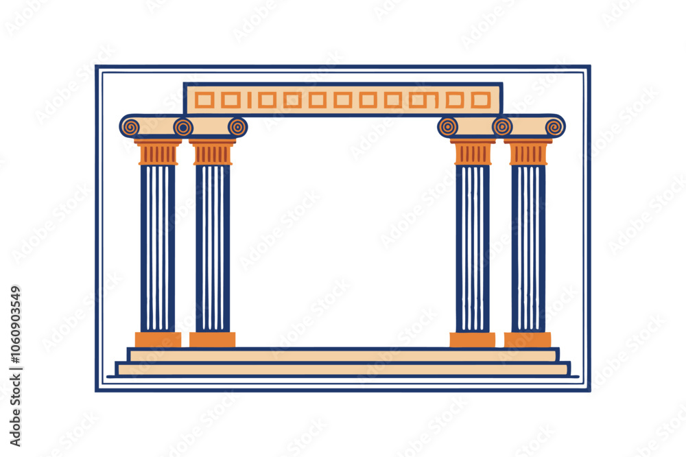 Two ancient Greek style pillars vector art illustration. Two ancient Greek style pillars vector art illustration.